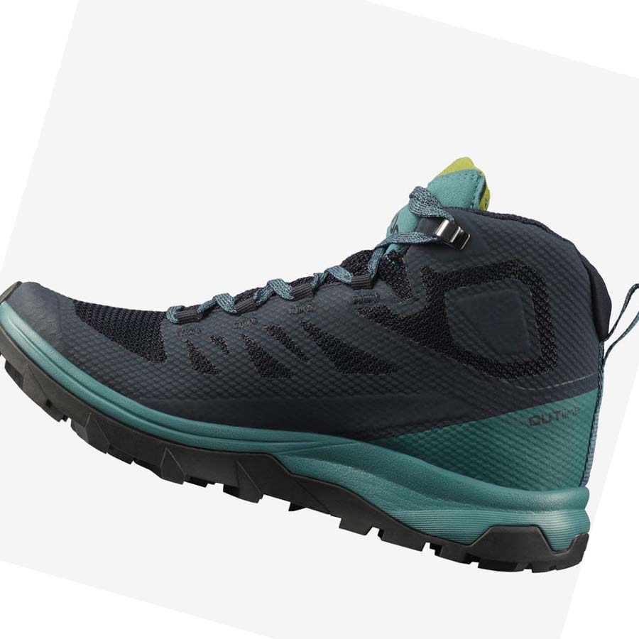 Tenis Senderismo Salomon WoOUTLINE MID GORE-TEX Mujer Negros Verdes | MX 2791GSO